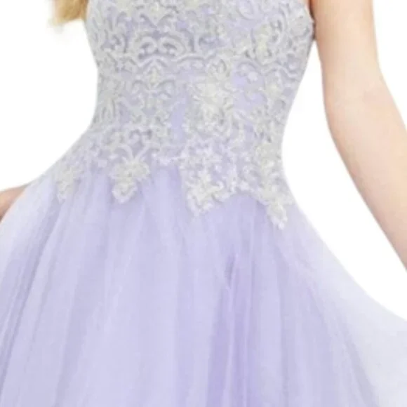 NWT Jovani 63635ASC Mesh Cocktail Dress LIGHT LAVENDER / SILVER Size 2 - Picture 2 of 6